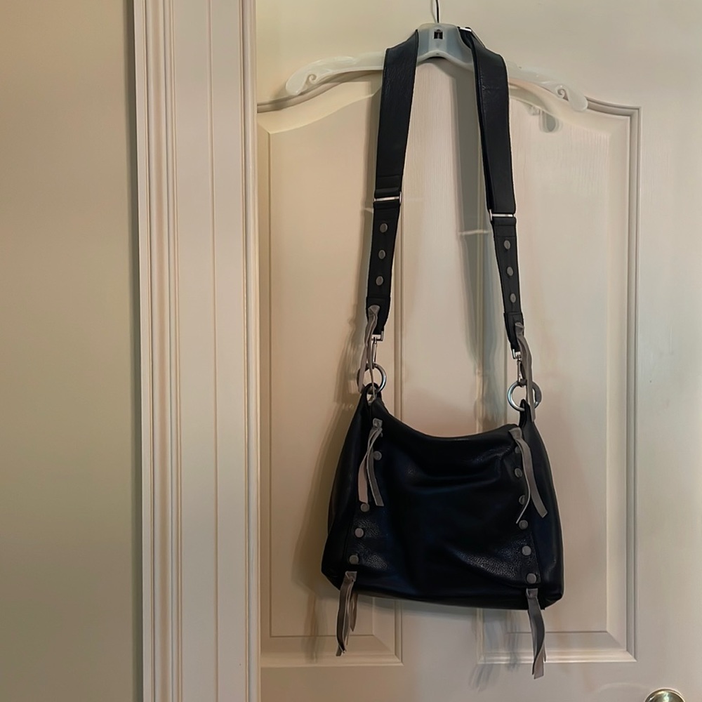 Hammitt large black pebbled leather crossbody.  Excellent condition! W/ dust bag